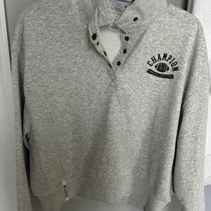 Champion Heather Gray Button-Up Sweatshirt